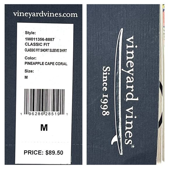 Vineyard Vines Pineapple Cape Cocktails Shirt Medium S/S Coral Pink Yellow NEW! - Picture 3 of 12